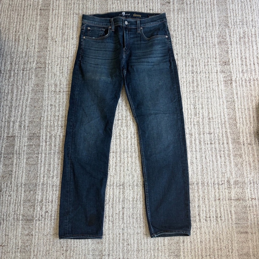7 For All Mankind Slimmy Dark Wash Slim Straight Leg Jeans Mens 33